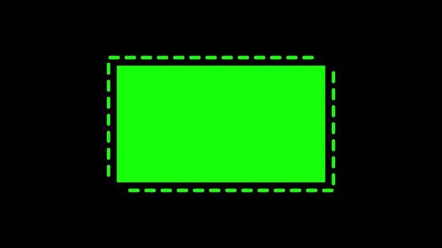 Seamless loop of a green screen with a dashed line border in a minimal motion graphic style.