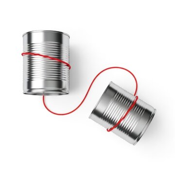 Simple two tin cans connected by string