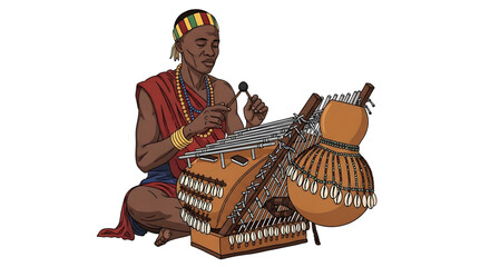 Obraz premium Illustration of an african musician playing a traditional balafon instrument
