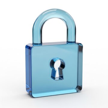 Transparent blue padlock with keyhole symbol
