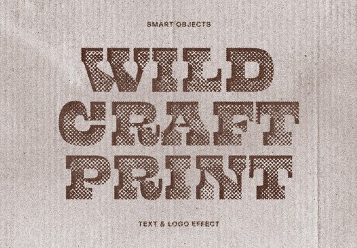 Wild Craft Print Text Effect &ndash; Halftone Typography for Logo, Poster & Branding (PSD)