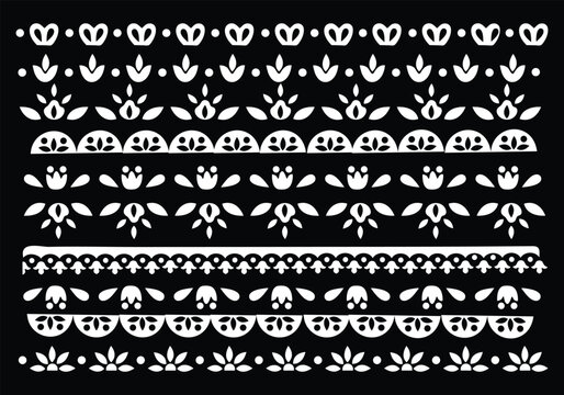 Horizontal border mexican ornament design vector illustration. Decorative hispanic folk divider template.