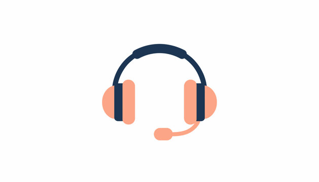 Minimalist Headset with Microphone Icon, Flat Vector Illustration for Customer Service, Support Center, Gaming, and Online Communication Design