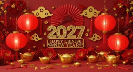 Naklejka premium 2027 Year of the Rooster Celebration
