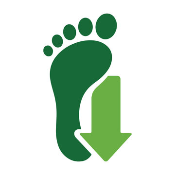 Carbon footprint reduction icon with downward arrow