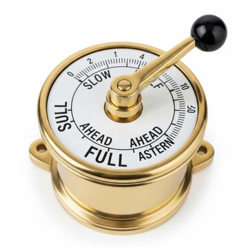 Brass ship engine telegraph with lever control