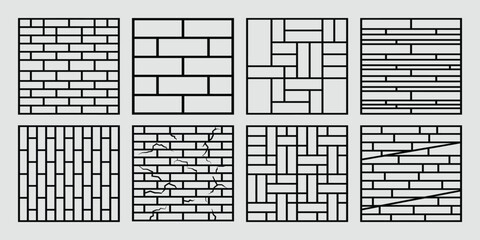 Fototapeta premium Architectural Brick Pattern CNC Plasma Cut Vector Panel Collection