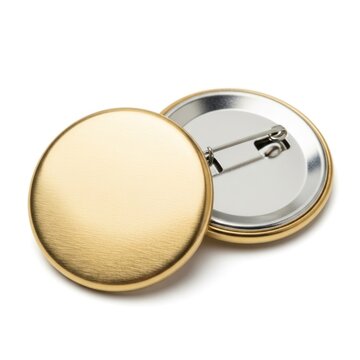 Brushed gold circular pin with clasp