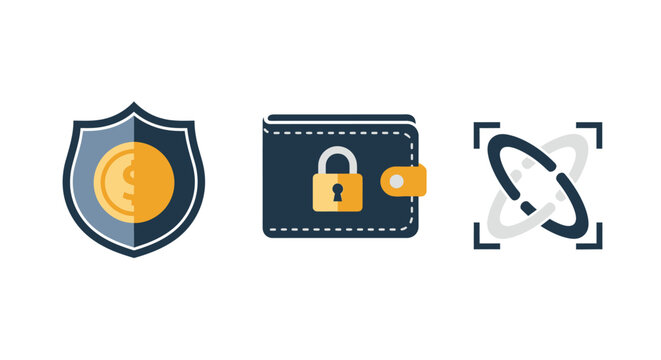 Digital security icons with shield.