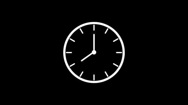 4K animated clock showing 8 o'clock on black background for time management and cinematic video production