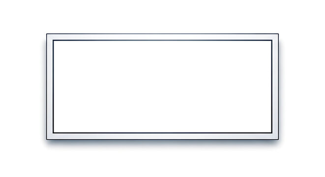 Clean white rectangular border template with simple black outline and shadow effect for website header or banner graphic rectangle template isolated minimalist background