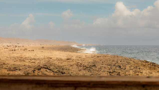 Waves crash against the rocks along the rugged coast of Shete Boka national park on the Dutch Caribbean island of Curacao.