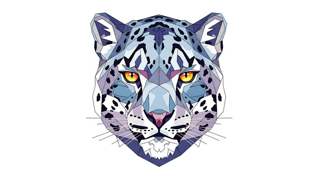 Low poly illustration of a snow leopard head
