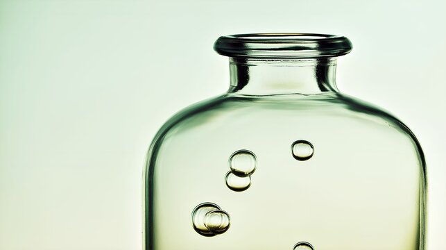shallow. Abstract geometric outline of a glass container with minimalist rising bubbles. bar promotions, beverage menus, designed for food & beverage menus and cafe branding, used by professors.