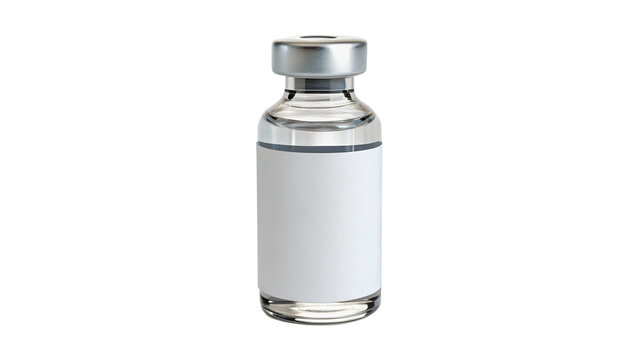 medical vial for injection with blank label  isolated on transparent background cut out