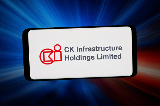 Stuttgart, Germany - 04-27-2026: In this photo illustration, the logo of CK Infrastructure Holdings Limited (CKI) is displayed on a smartphone in front of abstract background on computer screen.