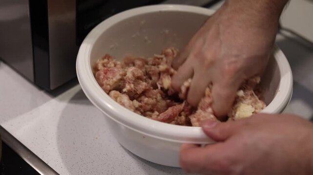 Preparing cutlets from raw minced meat in your home kitchen