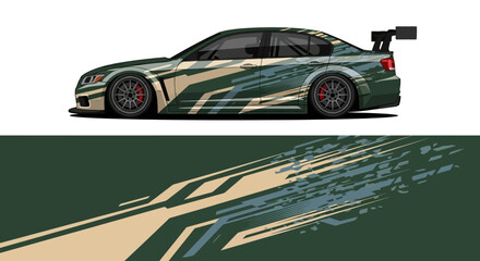 Sleek high-performance sports car with striking racing livery and aerodynamic design. © Lailatul
