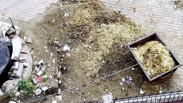 Biogas plant at animal farm using cow dung gobar dhan system for renewable energy production and organic waste management