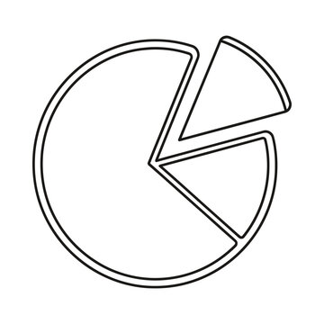 Outline drawing of a pie chart with two slices separated from the main circle, representing data division.