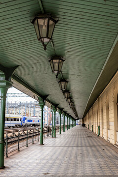 Vintage Architecture of the Old Train Station Platform in Krakow