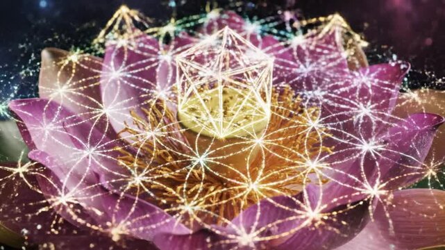 Sacred Geometry Flower of Life Lotus Cosmic Energy Light Bloom