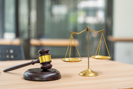 Courtroom action justice and fairness in legal system modern office space photograph professional environment close-up view