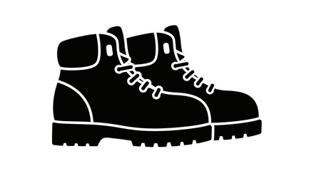 Monochrome Work Boots: A bold monochrome image of sturdy work boots stands ready for any adventure, conveying a sense of resilience and preparation. © Berkah