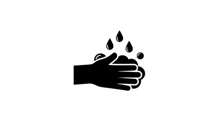 Hand Washing Silhouette: A striking black and white silhouette captures the essence of cleanliness and hygiene, depicting hands meticulously washing under falling water droplets. © Berkah