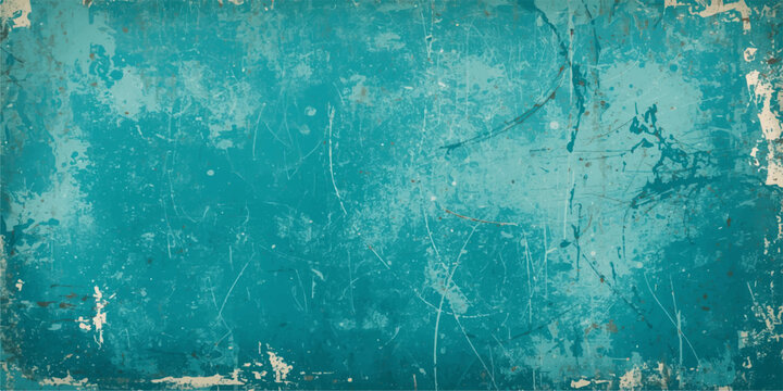 A blue grunge paint background with a vintage aged texture on a rough dirty wall surface creates a dark textured backdrop with an antique paper and rust pattern design.