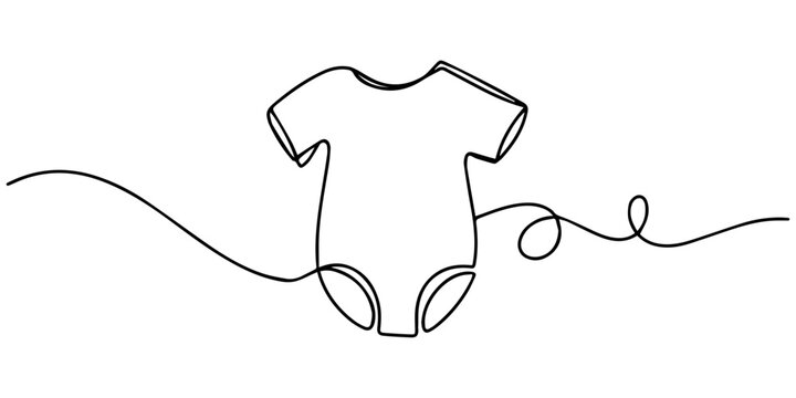 Single continuous drawing of baby onesie. Vector editable illustration, Single continuous drawing of baby onesie. Vector editable illustration, baby onesie continuous one line drawing, Baby rompers
