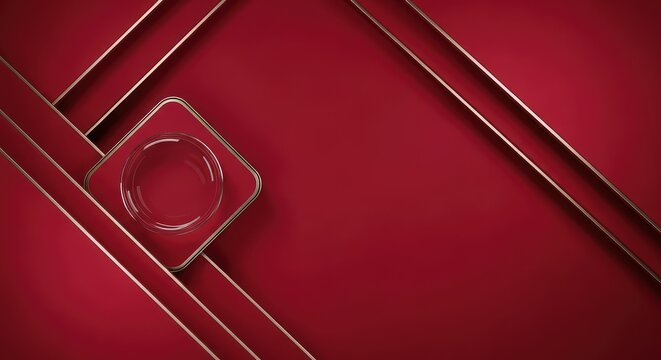 Elegant deep crimson backdrop featuring sharp ruby geometric shapes and sophisticated metallic lines for a high-end luxury aesthetic design, design, glow, layered