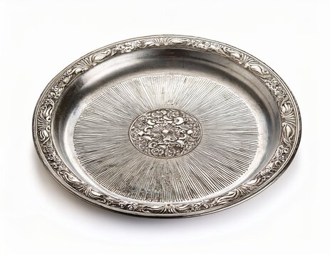vintage silver plate isolated on white