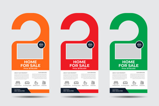 Home for Sale Door Hanger Template, Real Estate Agency