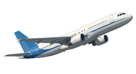 Fototapeta premium Commercial passenger airplane taking off isolated on transparent background