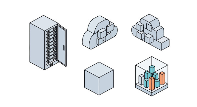 Collection of 3D data storage cubes.