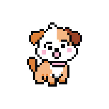 Cute illustration pixel art character dog isolated