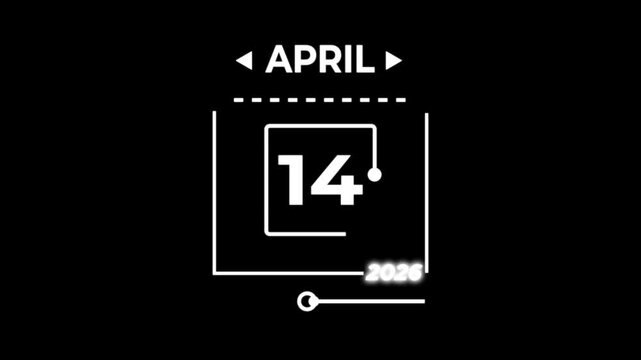Calendar date April 14 2026 graphic calendar icon monthly, motion graphic design video animation Simple calendar with date concept.calender date icon.