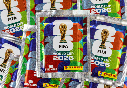 Panini stickers packs about the World Cup 2026 