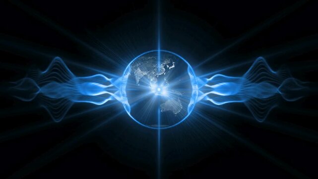 Abstract glowing orb with radiating energy waves in a dark background digital illustration high quality professional detailed