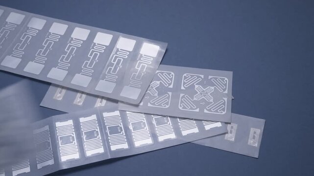 Close-up of rfid tags used as a remote data storage and retrieval system using radio signals