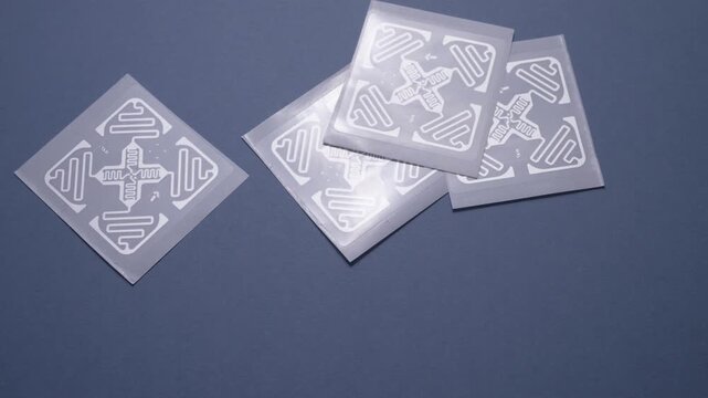 Close-up of rfid tags used as a remote data storage and retrieval system using radio signals