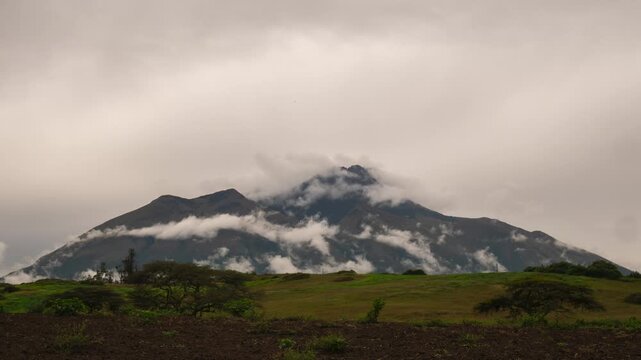 Time lapse of clouds forming over Imbabura Volcano, viewed from near Ibarra, Ecuador