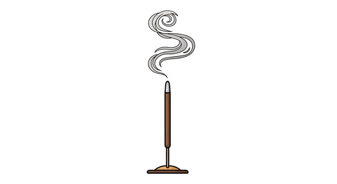 Incense stick with smoke rising.