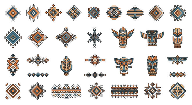Colorful geometric shapes and patterns.