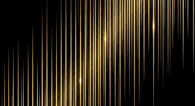 Golden light streaks shining down on a dark background with glowing lines