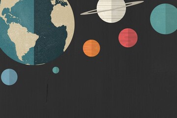 Planetary alignment with earth and solar system planets in dark space © Ali Ahmad