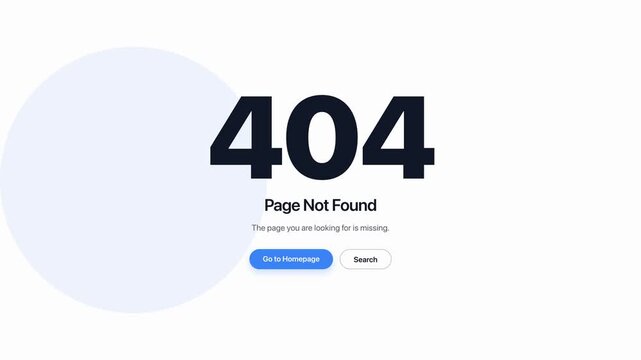 404 Page Not Found Page with Homepage and Search Buttons for Web Design