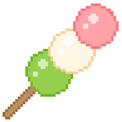 Fototapeta premium Hanami dango pixel illustration 