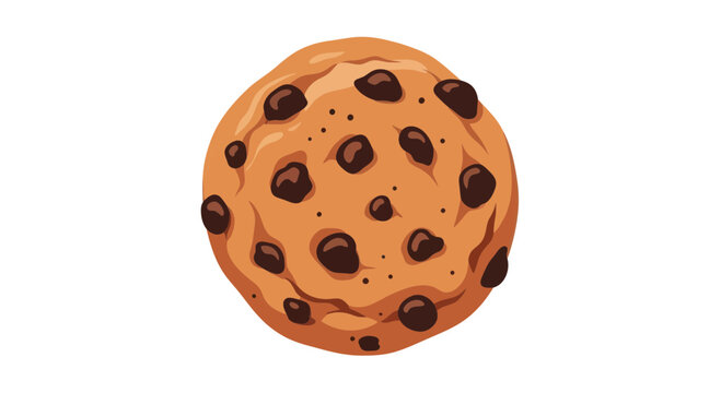 Delicious Chocolate Chip Cookie Isolated on White Background - Sweet Baked Treat